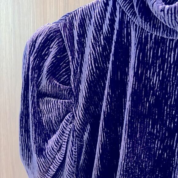 $295 PatBO textures velvet turtleneck S purple - Picture 5 of 14